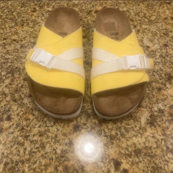 Birkenstock Papillo Carrie Yellow Birko Flor Fold over Sandals 38 US 7-7.5 - Picture 3 of 8
